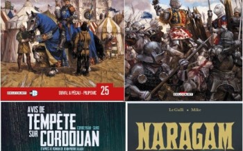 Delcourt : Champs d’honneur T2, Jour J T25, Naragam T2, Séraphin Cantarel T1