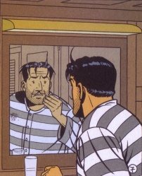 Nouveau look&nbsp;: Olrik se rase avec une biscotte