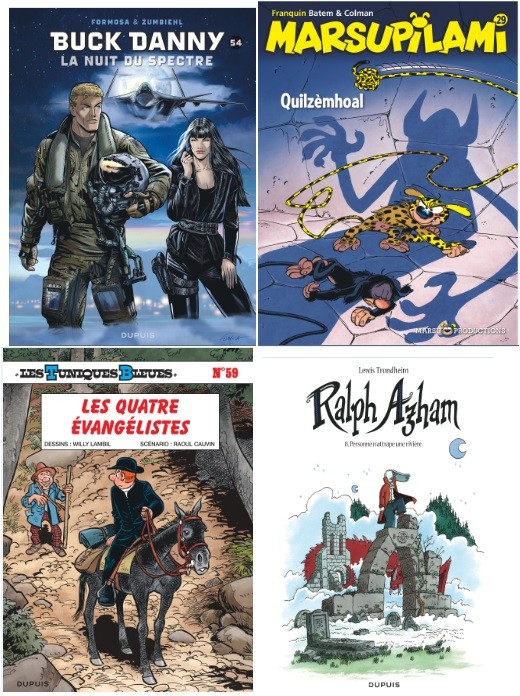 Dupuis : Les Tuniques bleues T59, Ralph Azham T8, Le Marsupilami T29, Buck Danny T54